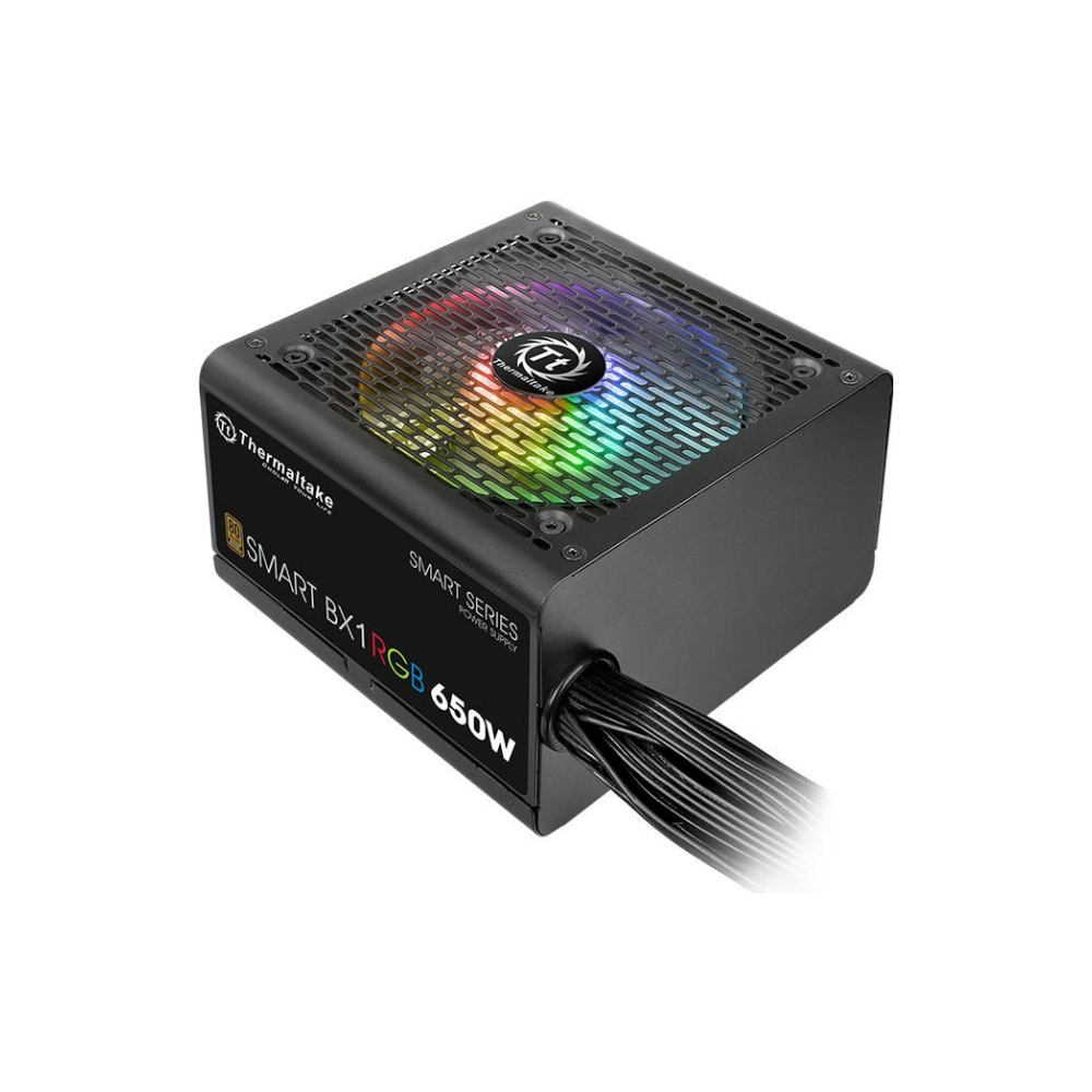 A large main feature product image of Thermaltake Smart BX1 RGB - 650W 80PLUS Bronze ATX PSU