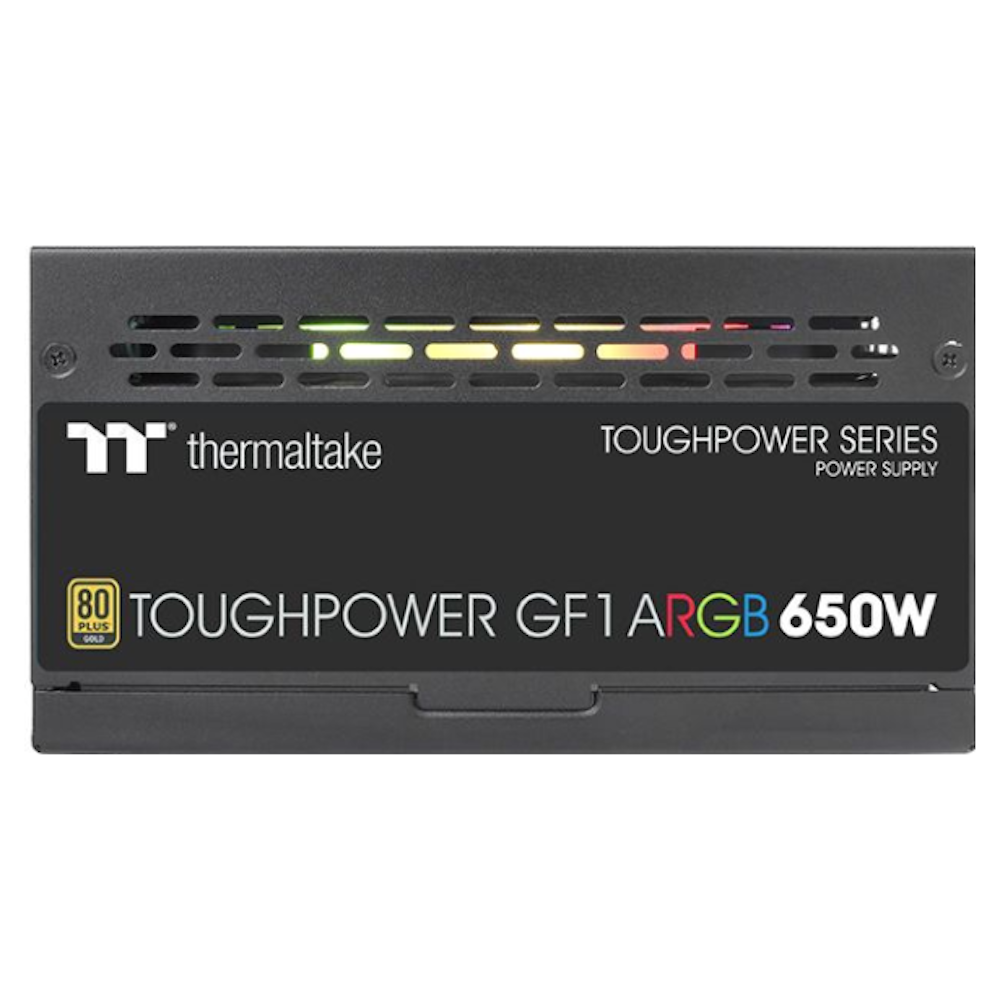 A large main feature product image of Thermaltake Toughpower GF1 ARGB - 650W 80PLUS Gold ATX Modular PSU