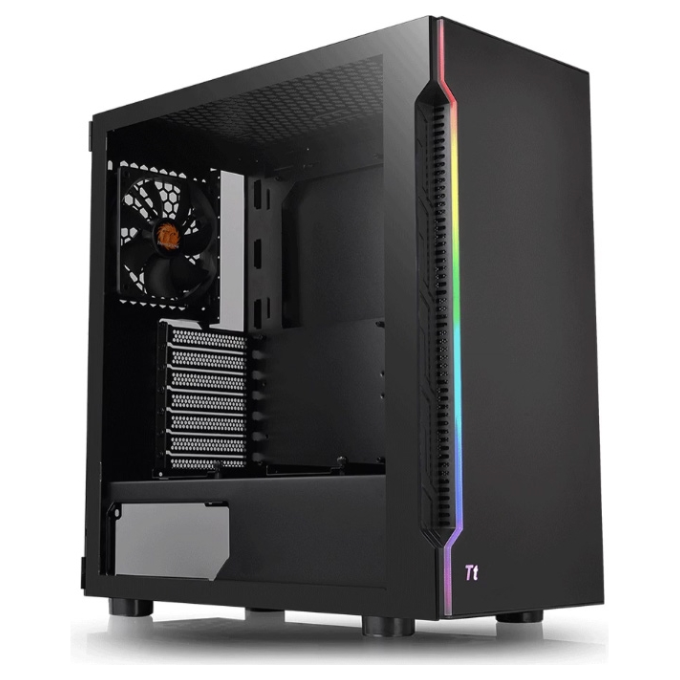 A large main feature product image of Thermaltake H200 Tempered Glass RGB Edition ATX Mid-Tower Black Case
