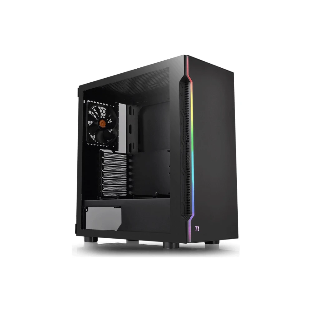 A large main feature product image of Thermaltake H200 Tempered Glass RGB Edition ATX Mid-Tower Black Case