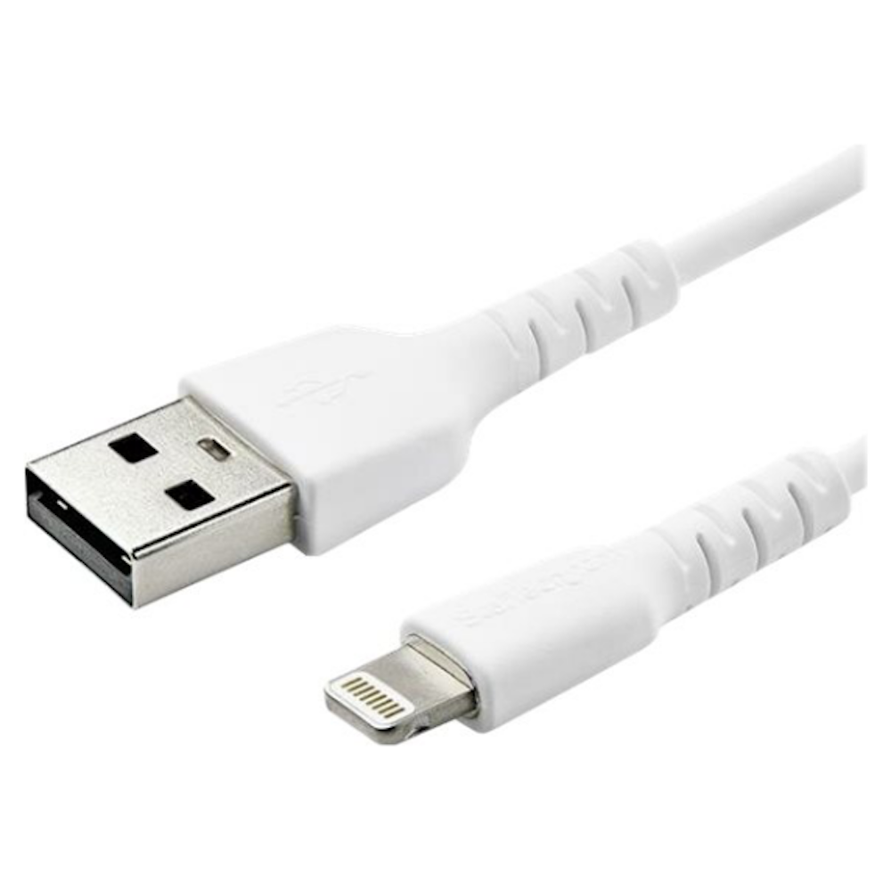 A large main feature product image of Startech 6.6 ft USB to Lightning Cable - Apple MFi Certified - White