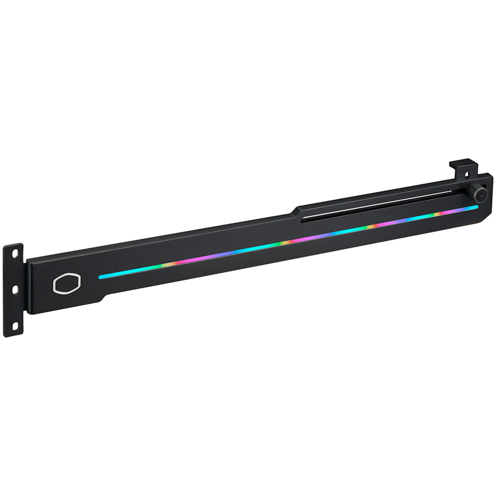 A large main feature product image of Cooler Master ELV8 RGB Graphics Card Brace Support