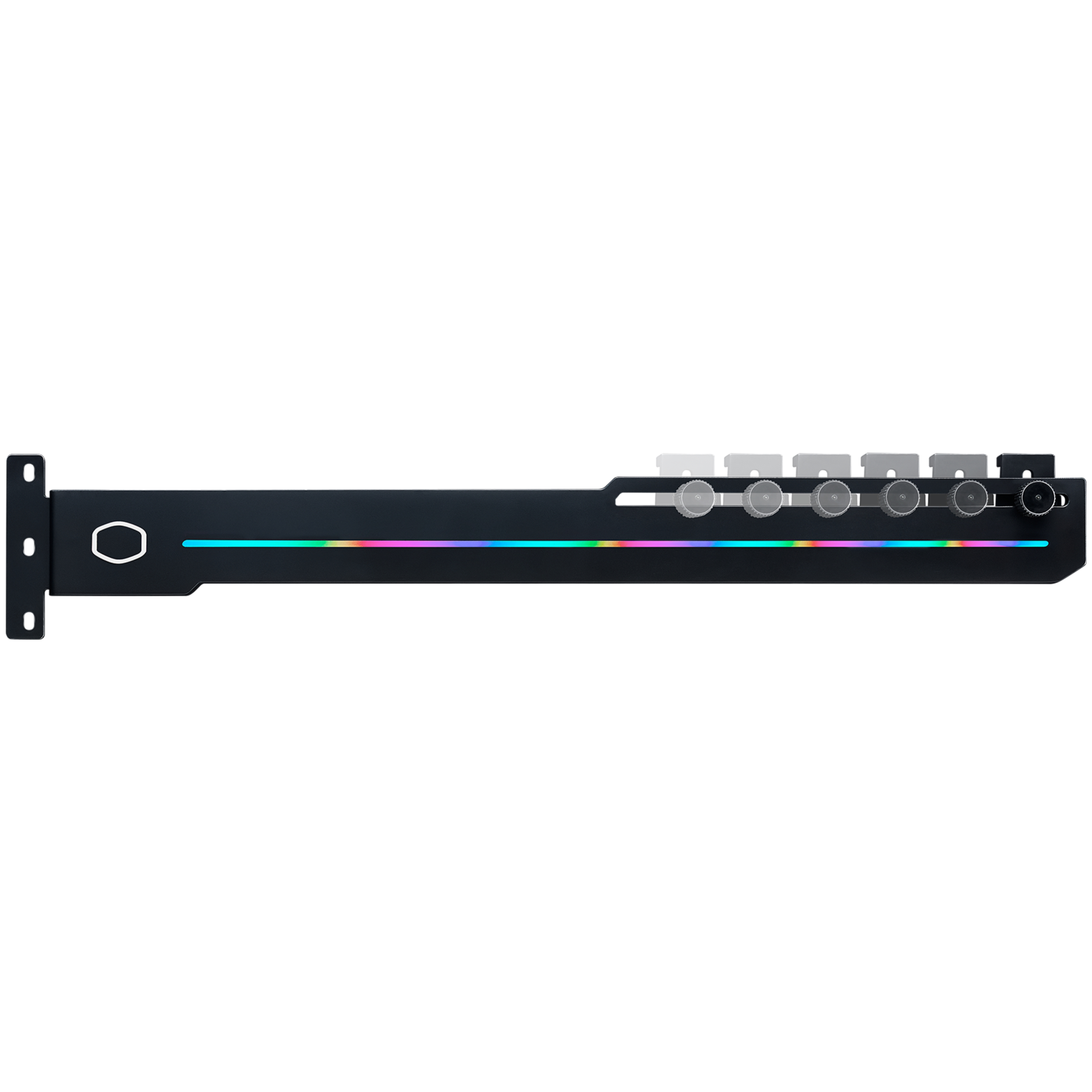 A large main feature product image of Cooler Master ELV8 RGB Graphics Card Brace Support