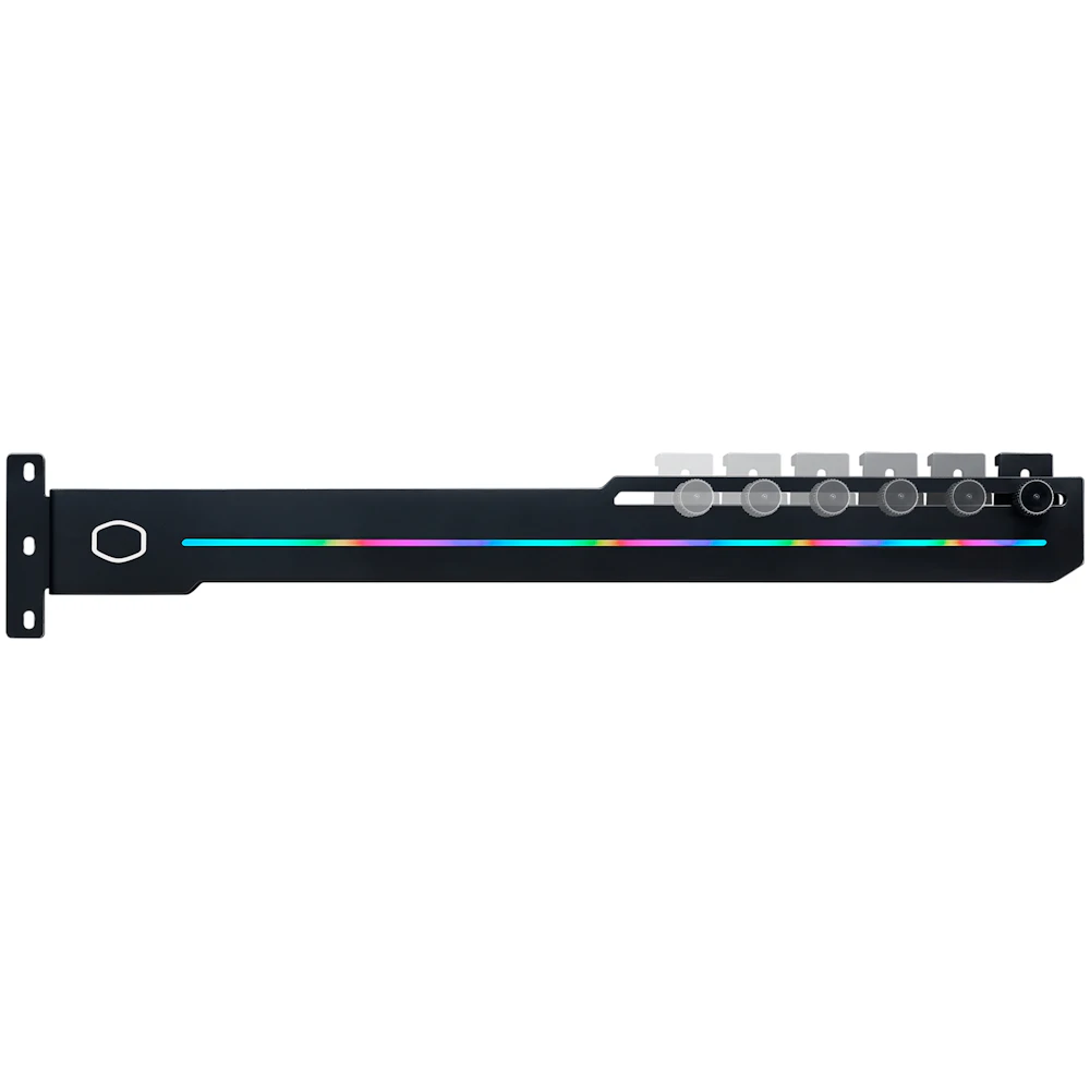 A large main feature product image of Cooler Master ELV8 RGB Graphics Card Brace Support