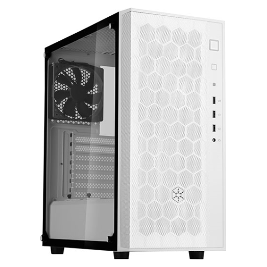 A large main feature product image of SilverStone FARA R1 White Mid Tower Case w/Tempered Glass Side Panel