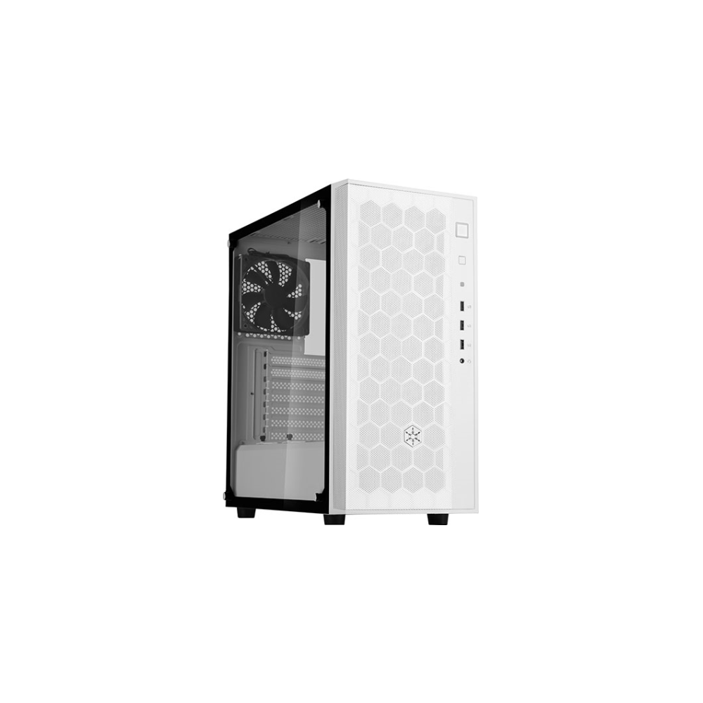 A large main feature product image of SilverStone FARA R1 White Mid Tower Case w/Tempered Glass Side Panel