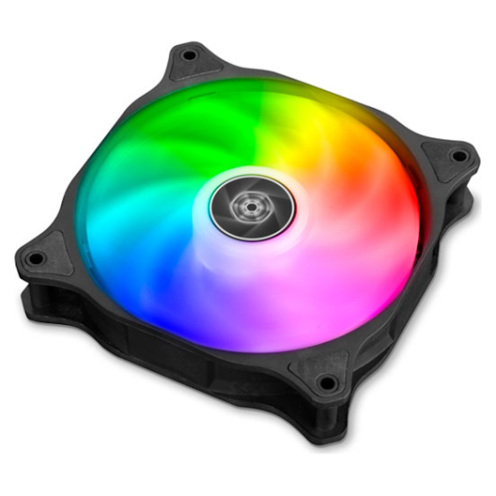 A large main feature product image of SilverStone Air Blazer 120R Addressable RGB 120mm Fan