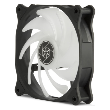 A large main feature product image of SilverStone Air Blazer 120R Addressable RGB 120mm Fan