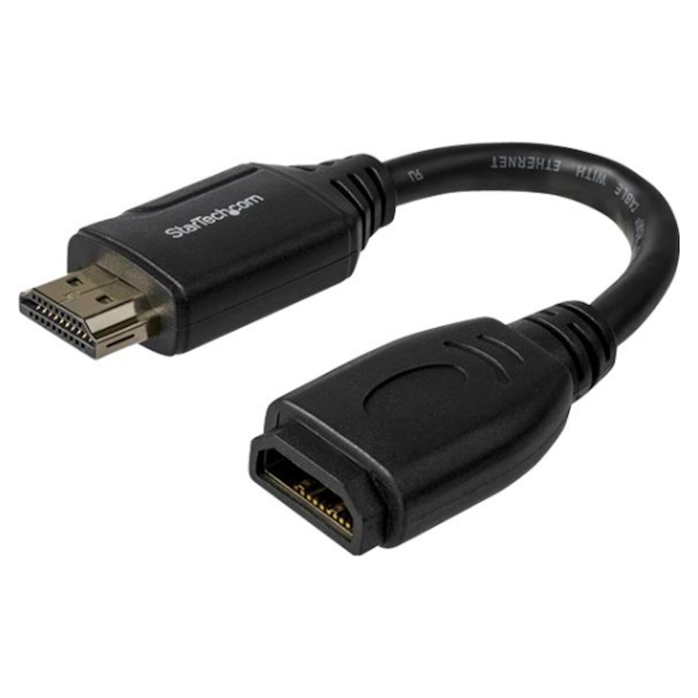 StarTech.com 6in HDMI Port Saver Cable, 4K 60Hz High Speed HDMI 2.0  Extension Cable (M/F) w/Ethernet