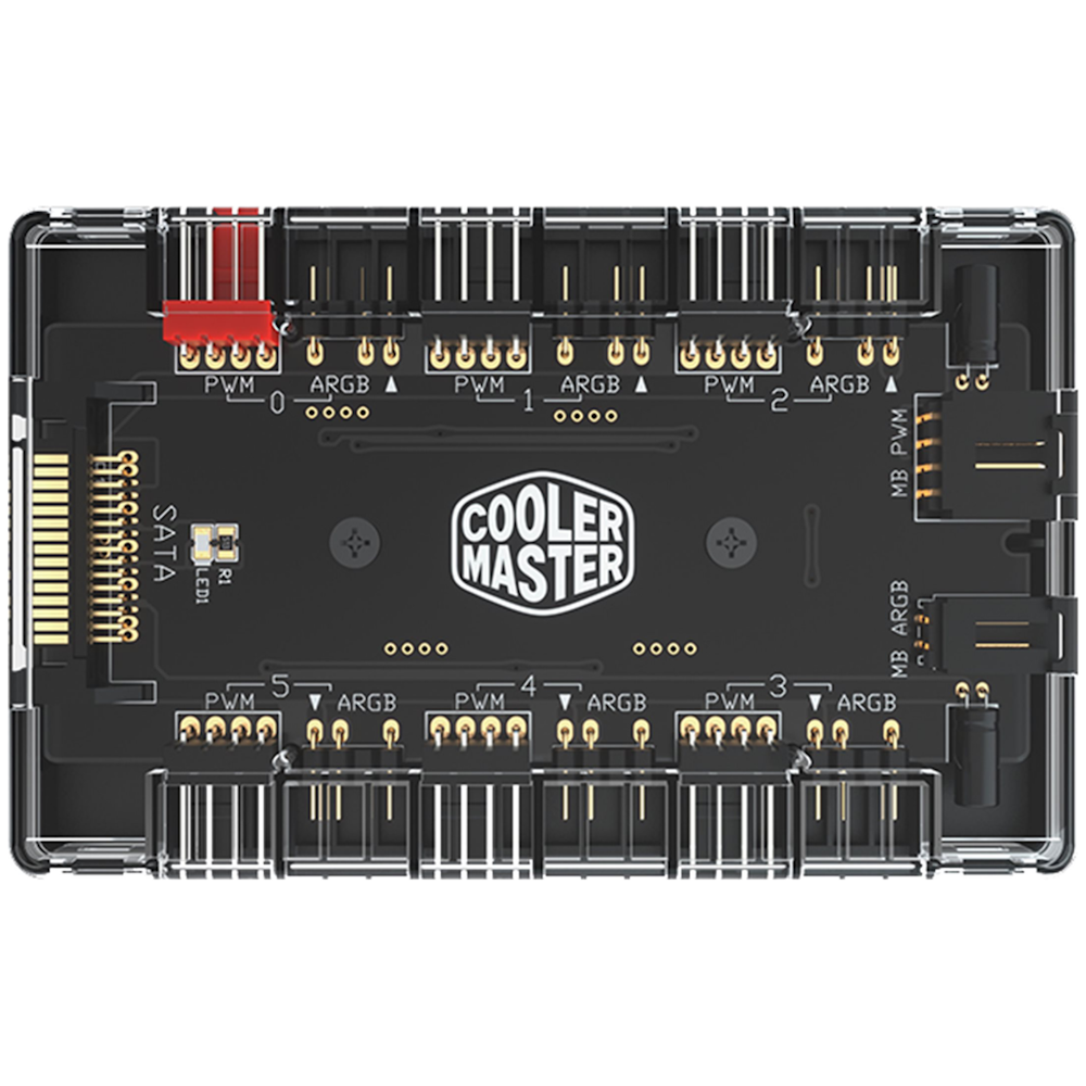 A large main feature product image of Cooler Master Addressable RGB & PWM Hub