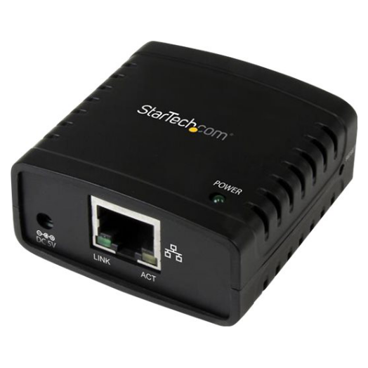 A large main feature product image of Startech USB LPR Print Server with 10Base-T/100Base-TX Auto-sensing