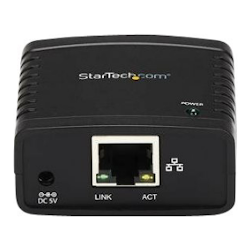 A large main feature product image of Startech USB LPR Print Server with 10Base-T/100Base-TX Auto-sensing