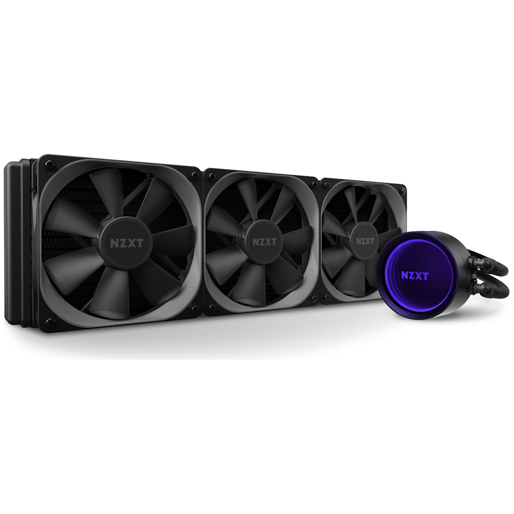 A large main feature product image of NZXT Kraken X73 360mm AIO Liquid CPU Cooler