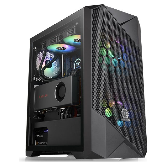 A large main feature product image of Thermaltake Commander G33 Addressable RGB Mid Tower Case w/ Tempered Glass Side Panel