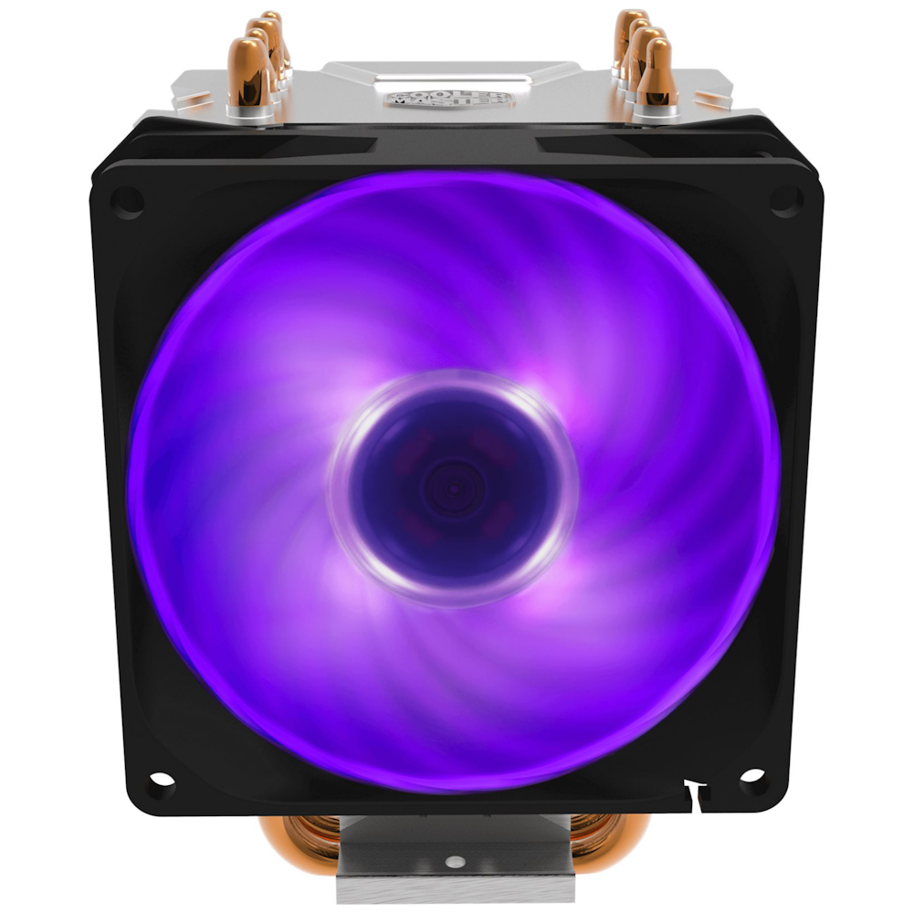 A large main feature product image of Cooler Master Hyper H410R RGB CPU Cooler