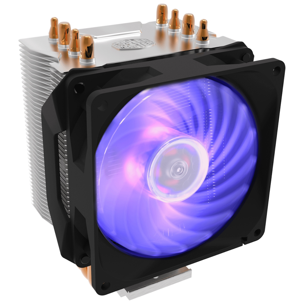 A large main feature product image of Cooler Master Hyper H410R RGB CPU Cooler
