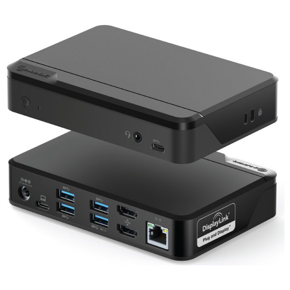 A large main feature product image of ALOGIC Universal USB-C TWIN HD Docking Station