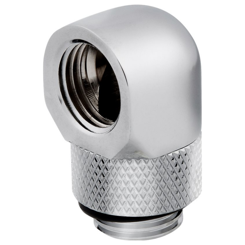 A large main feature product image of Corsair Hydro X Series 90° Rotary Adapter Twin Pack — Chrome