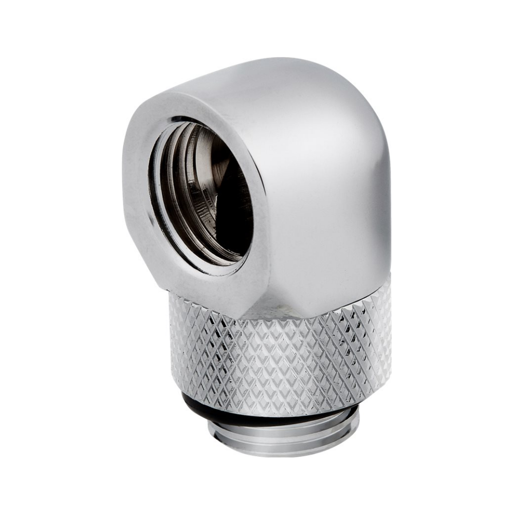 A large main feature product image of Corsair Hydro X Series 90° Rotary Adapter Twin Pack — Chrome