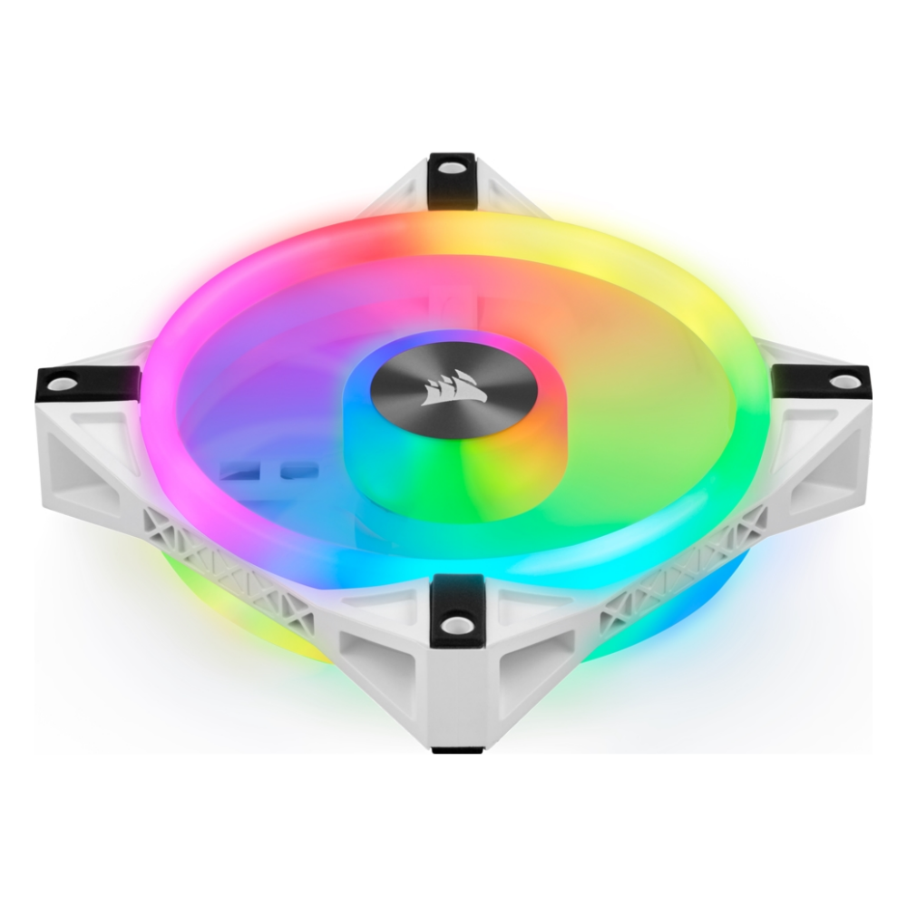 A large main feature product image of Corsair QL140 White RGB PWM 140mm Fan - Single