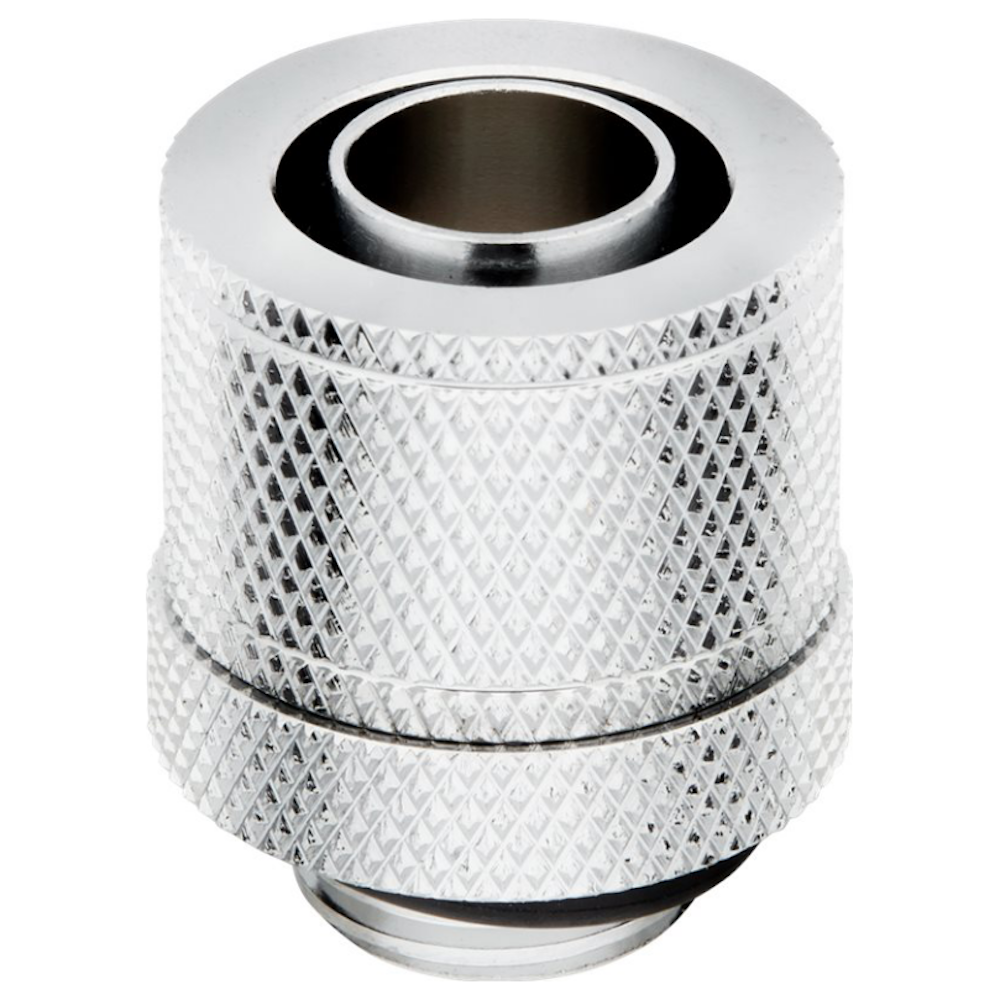 A large main feature product image of Corsair Hydro X Series XF Compression 10/13mm (3/8” / 1/2”) ID/OD Fitting Four Pack — Chrome