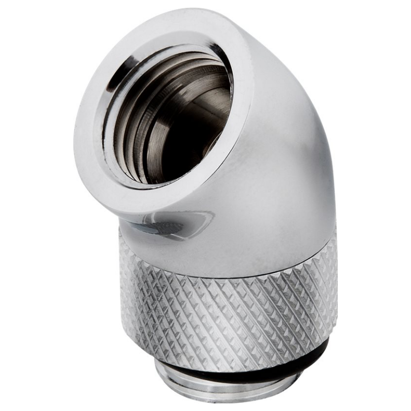 A large main feature product image of Corsair Hydro X Series 45° Rotary Adapter Twin Pack — Chrome