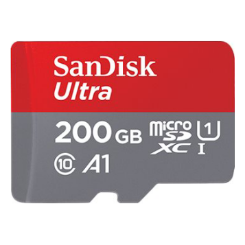A large main feature product image of SanDisk Ultra 200GB UHS-1 MicroSD Card
