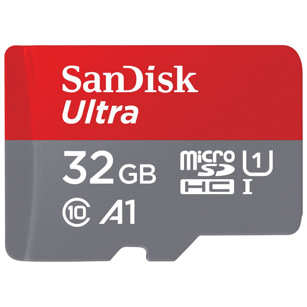 A large main feature product image of SanDisk Ultra 32GB UHS-1 MicroSD Card