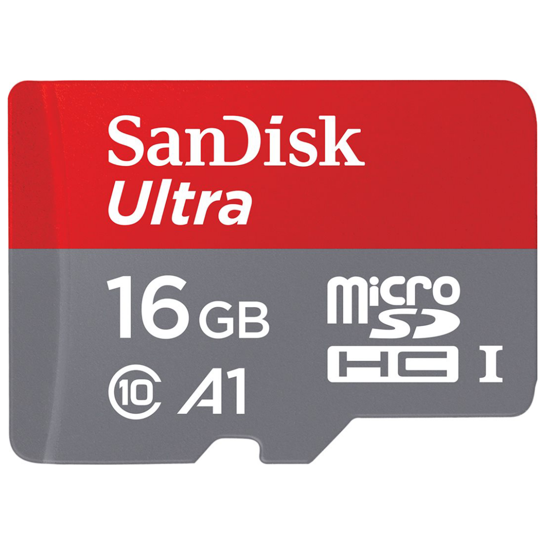 A large main feature product image of SanDisk Ultra 16GB UHS-1 MicroSD Card