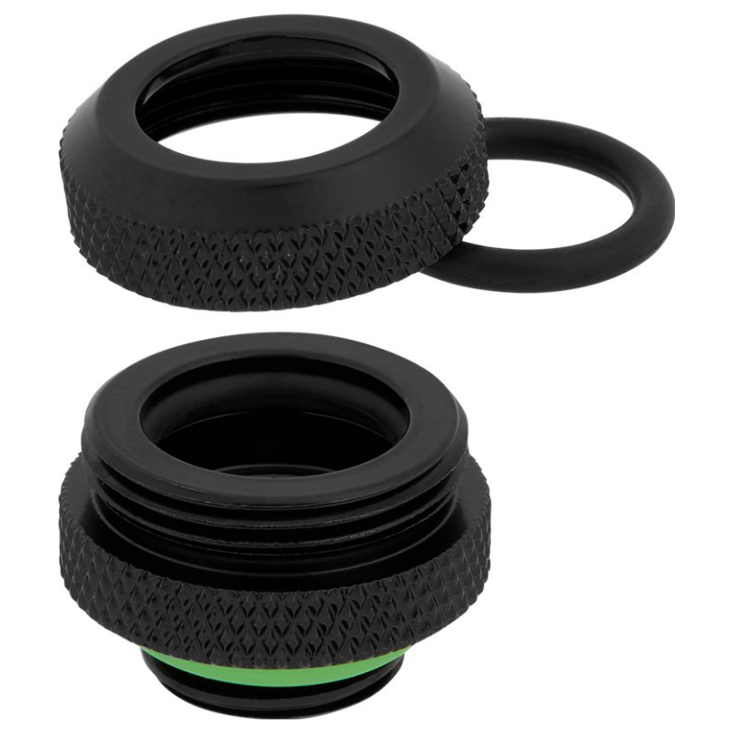 A large main feature product image of Corsair Hydro X Series XF Hardline 12mm OD Fitting Four Pack — Black