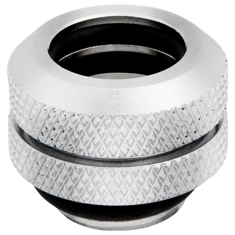 A large main feature product image of Corsair Hydro X Series XF Hardline 12mm OD Fitting Four Pack — Chrome