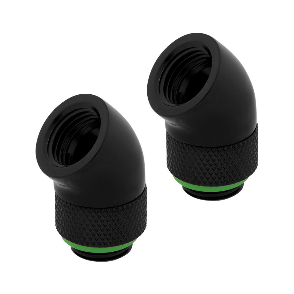 A large main feature product image of Corsair Hydro X Series 45° Rotary Adapter Twin Pack — Black