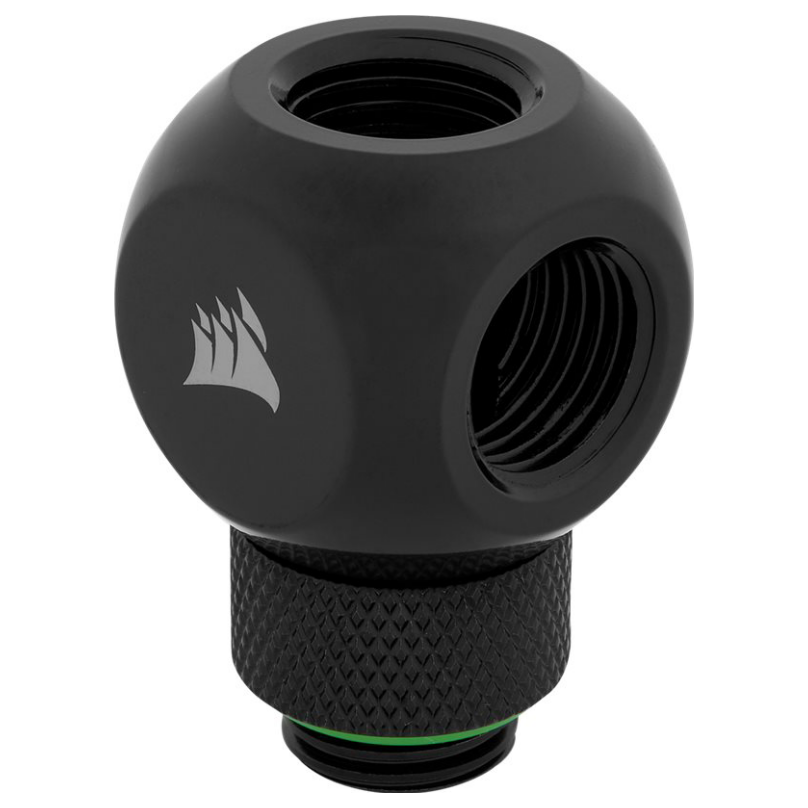 A large main feature product image of Corsair Hydro X Series XF Rotary Y-Splitter — Black