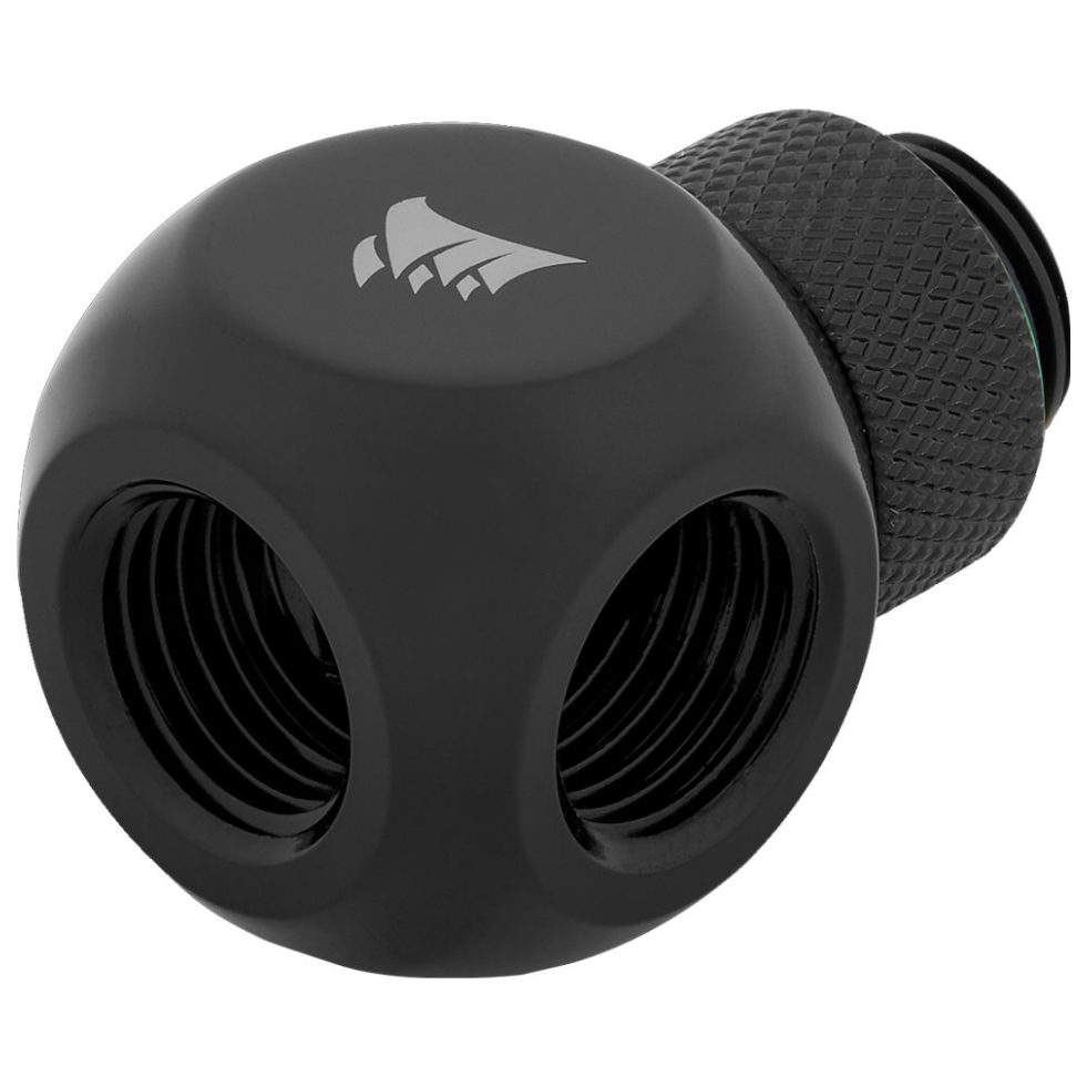 A large main feature product image of Corsair Hydro X Series XF Rotary Y-Splitter — Black