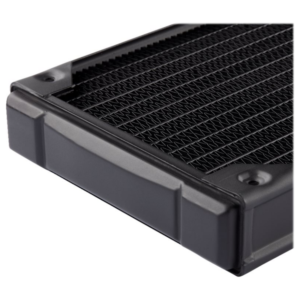 A large main feature product image of Corsair Hydro X Series XR5 120mm Water Cooling Radiator