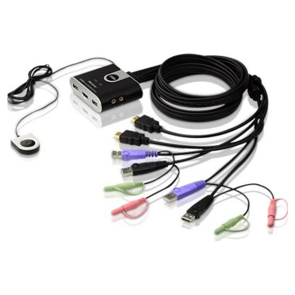 ATEN 2 Port HDMI/Audio KVM Switch w/ Remote Port Selector