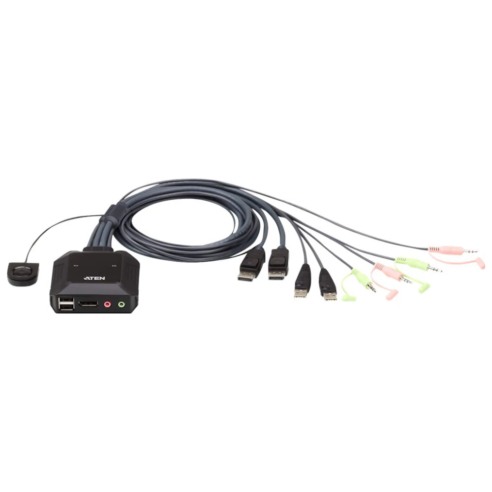 ATEN 2 Port USB Displayport KVM Switch w/ Remote Port Selecter