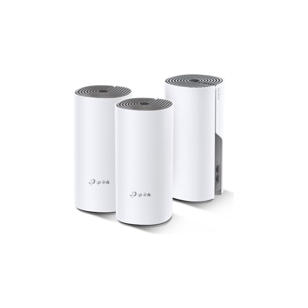 A large main feature product image of TP-Link Deco E4 - AC1200 Wi-Fi 5 Mesh System (3 Pack)