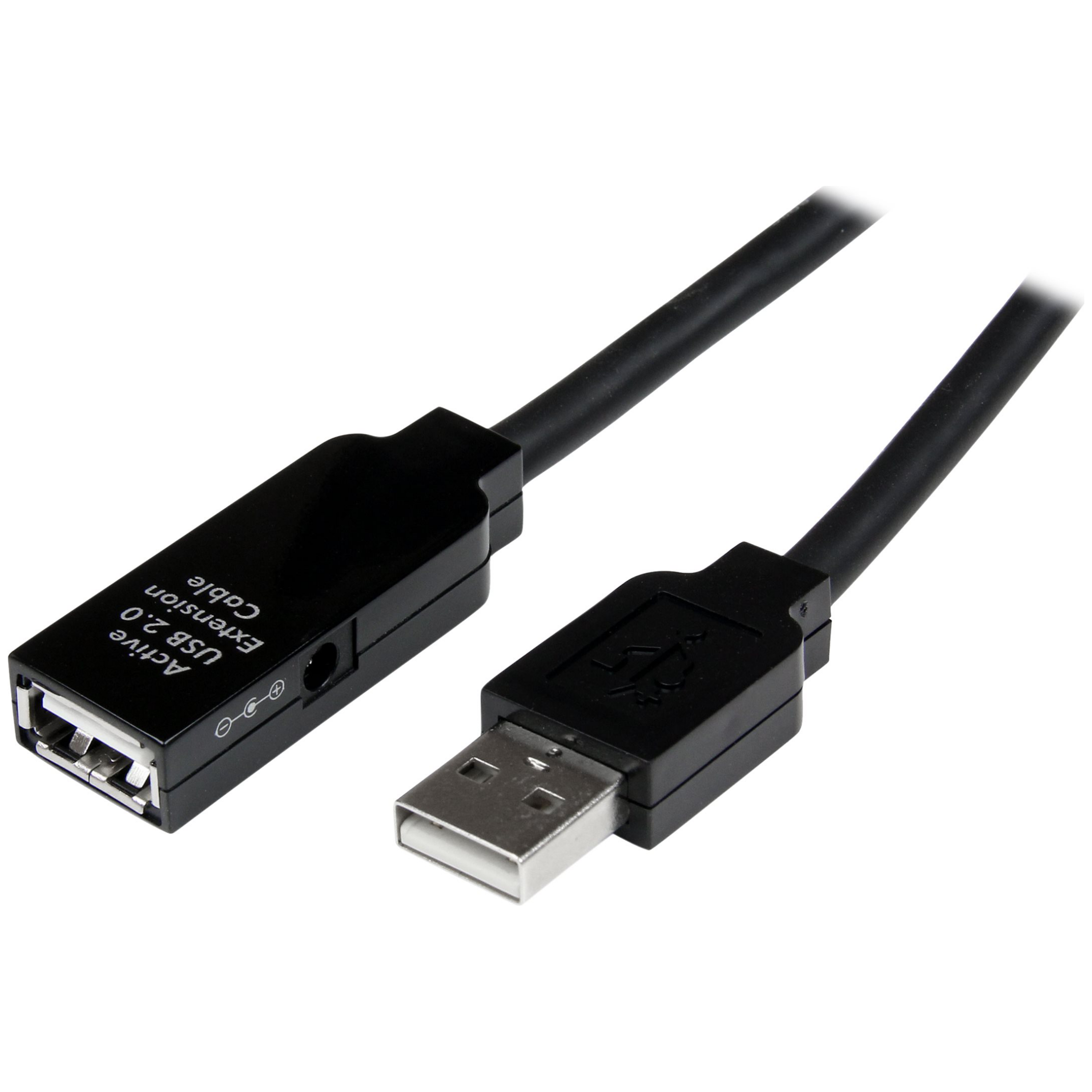 Black StarTech.com 15m USB 2.0 Active Extension Cable 15 meter USB 2.0 Repeater Cable Cord USB2AAEXT15M 15 m M/F USB A Male to USB A Female