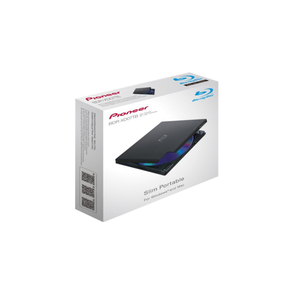 A large main feature product image of Pioneer BDR-XD07TB Slim External USB 3.0 Blu-Ray Writer