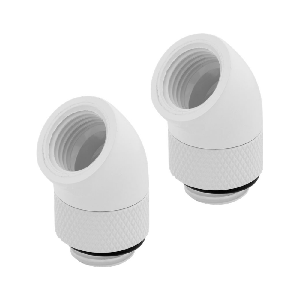 A large main feature product image of Corsair Hydro X Series 45° Rotary Adapter Twin Pack — White