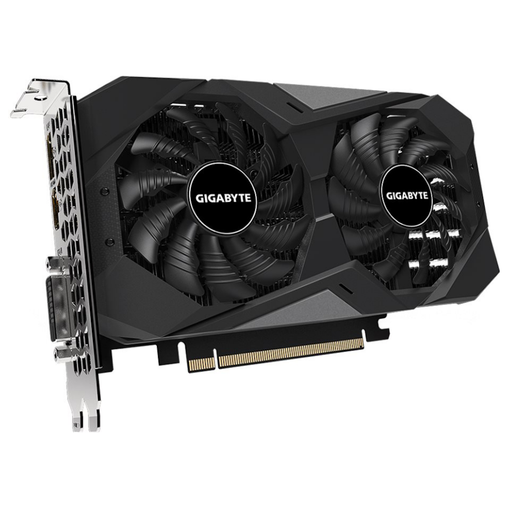 A large main feature product image of Gigabyte GeForce GTX1650 Windforce OC 4GB GDDR6