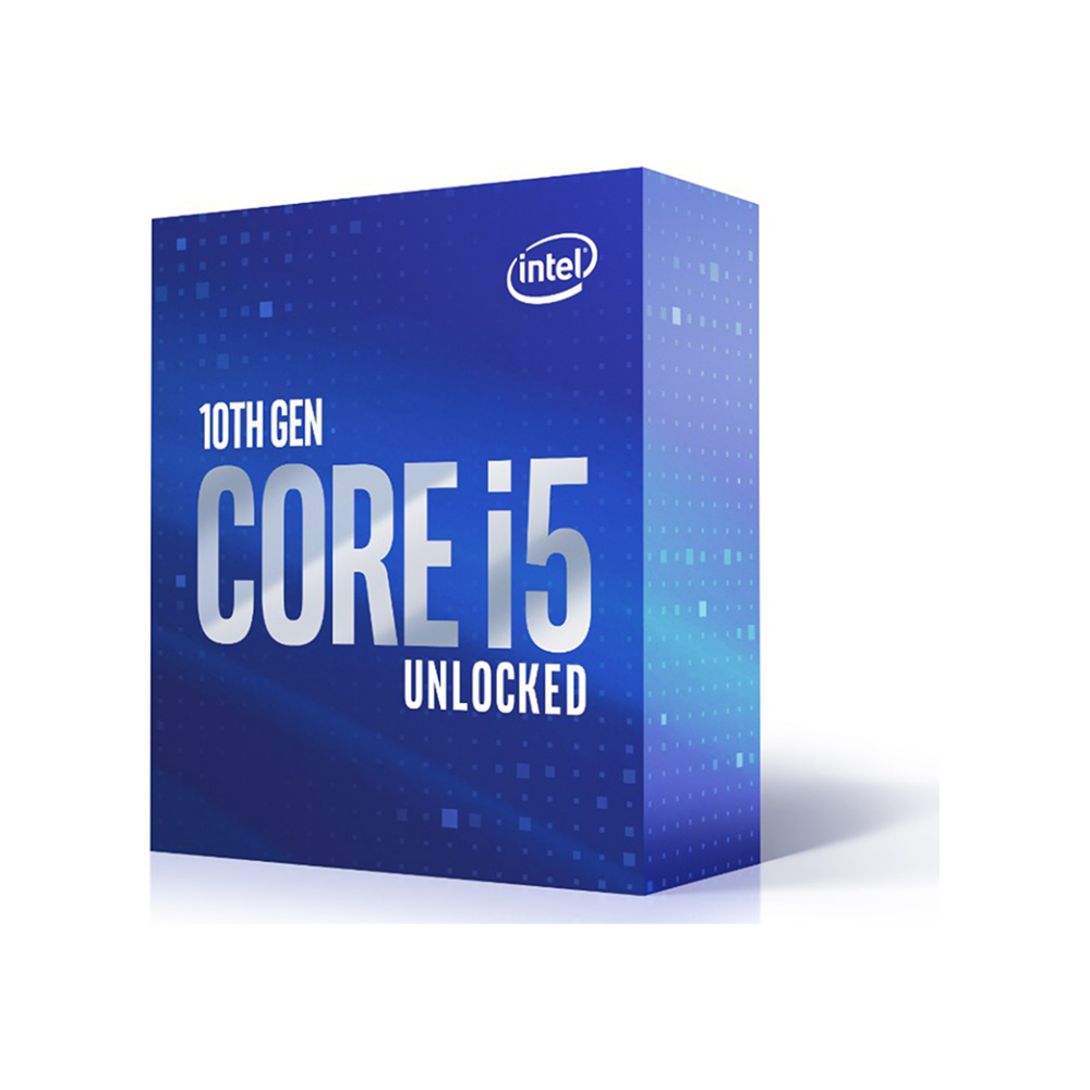 A large main feature product image of Intel Core i5 10600K Comet Lake 6 Core 12 Thread Up To 4.8Ghz LGA1200 - No HSF Retail Box