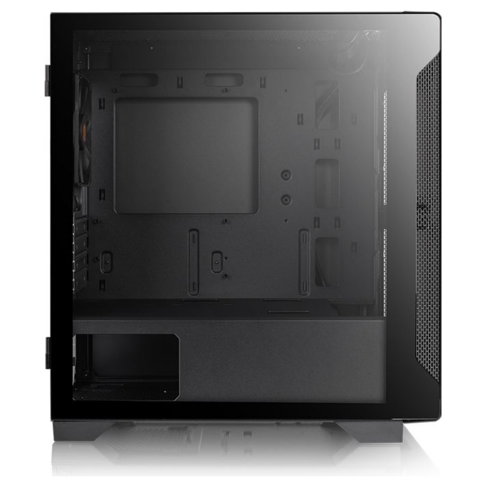 A large main feature product image of Thermaltake S100 mATX Black Mid Tower Case w/ Tempered Glass Side Panel