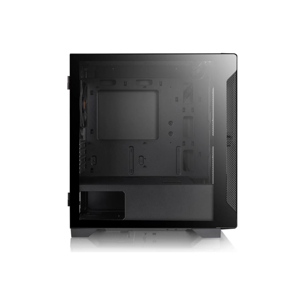 A large main feature product image of Thermaltake S100 mATX Black Mid Tower Case w/ Tempered Glass Side Panel
