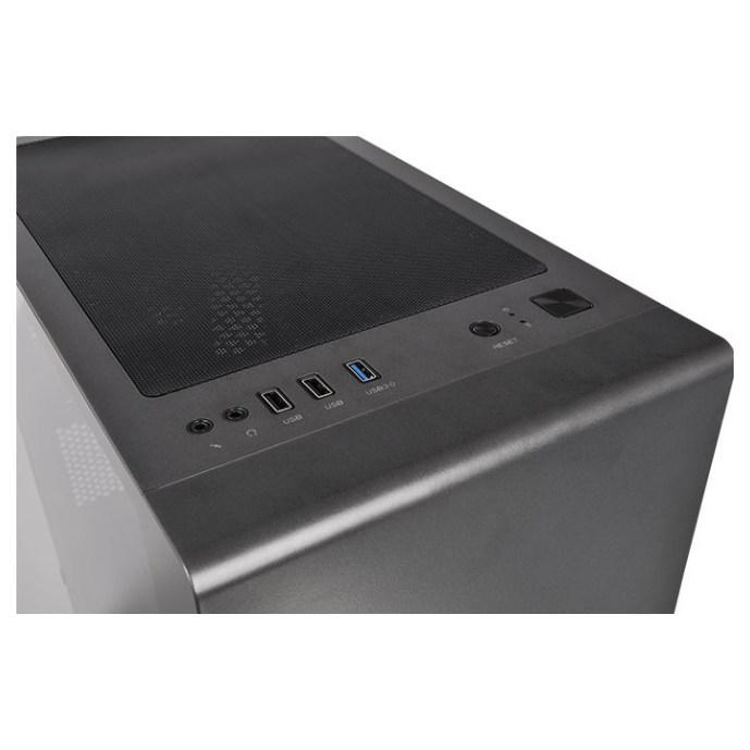 A large main feature product image of Thermaltake S100 mATX Black Mid Tower Case w/ Tempered Glass Side Panel