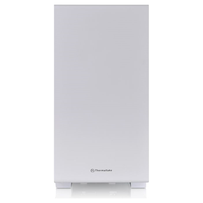 A large main feature product image of Thermaltake S100 mATX White Mid Tower Case w/ Tempered Glass Side Panel