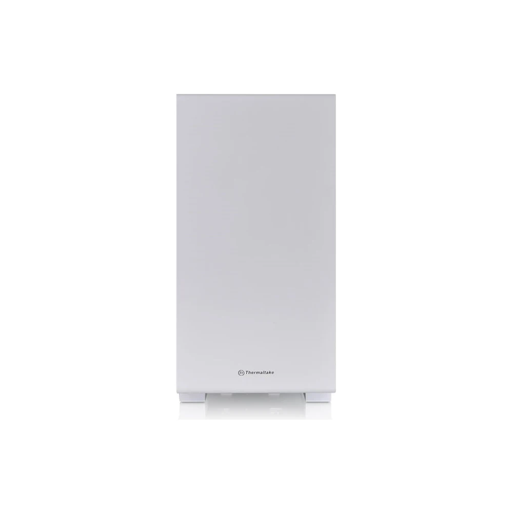 A large main feature product image of Thermaltake S100 mATX White Mid Tower Case w/ Tempered Glass Side Panel