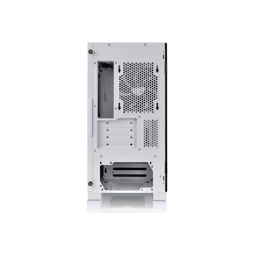 A large main feature product image of Thermaltake S100 mATX White Mid Tower Case w/ Tempered Glass Side Panel