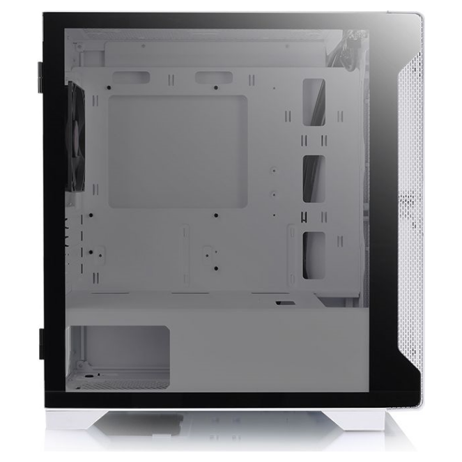 A large main feature product image of Thermaltake S100 mATX White Mid Tower Case w/ Tempered Glass Side Panel